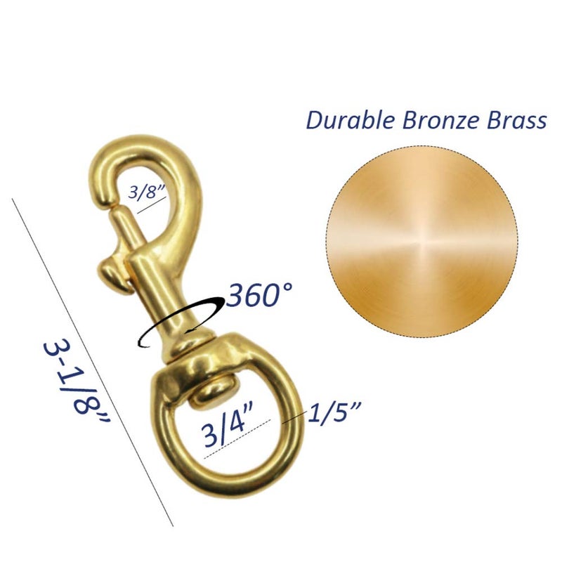 PISSION Flag Clips 4 Pack Heavy Duty Brass Swivel Snaps Hook for Rope, Flag Pole Hardware to Attach with Rope, Dog Chain, Leather Craft - Image 2